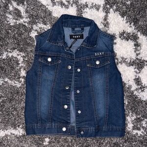 NWOT DKNY Kids Girls Dark Blue Denim Jean Vest - 6